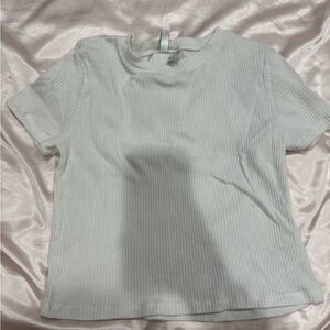 Ribbed Short Sleeve Crewneck Top — White